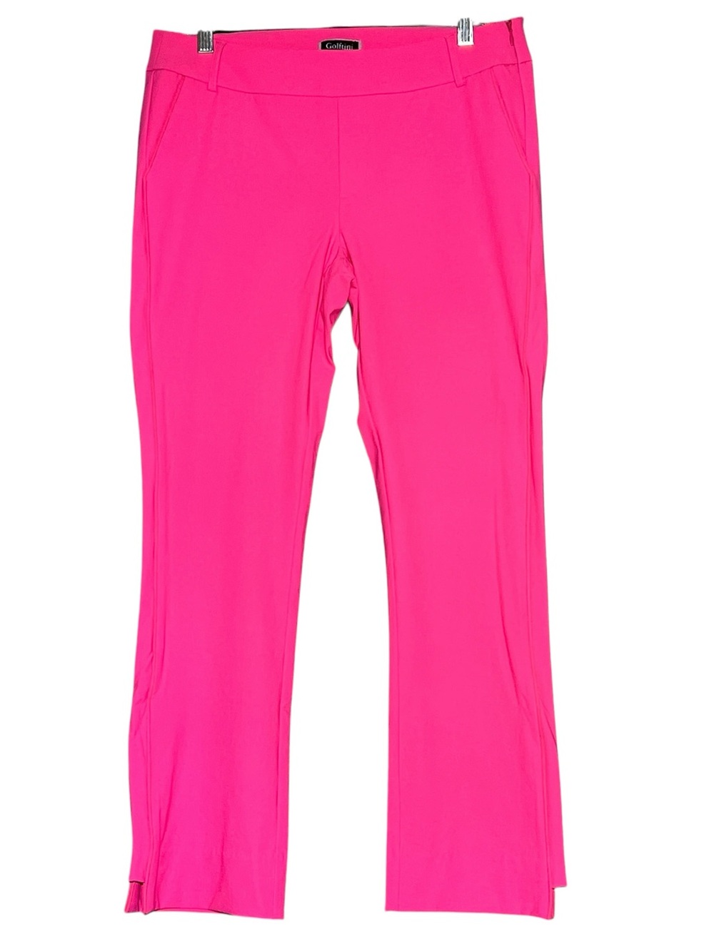 GOLFTINI Hot Pink Straight Leg Golf Pants Stretch Slash Pockets Hem Notch Size M - Picture 2 of 15